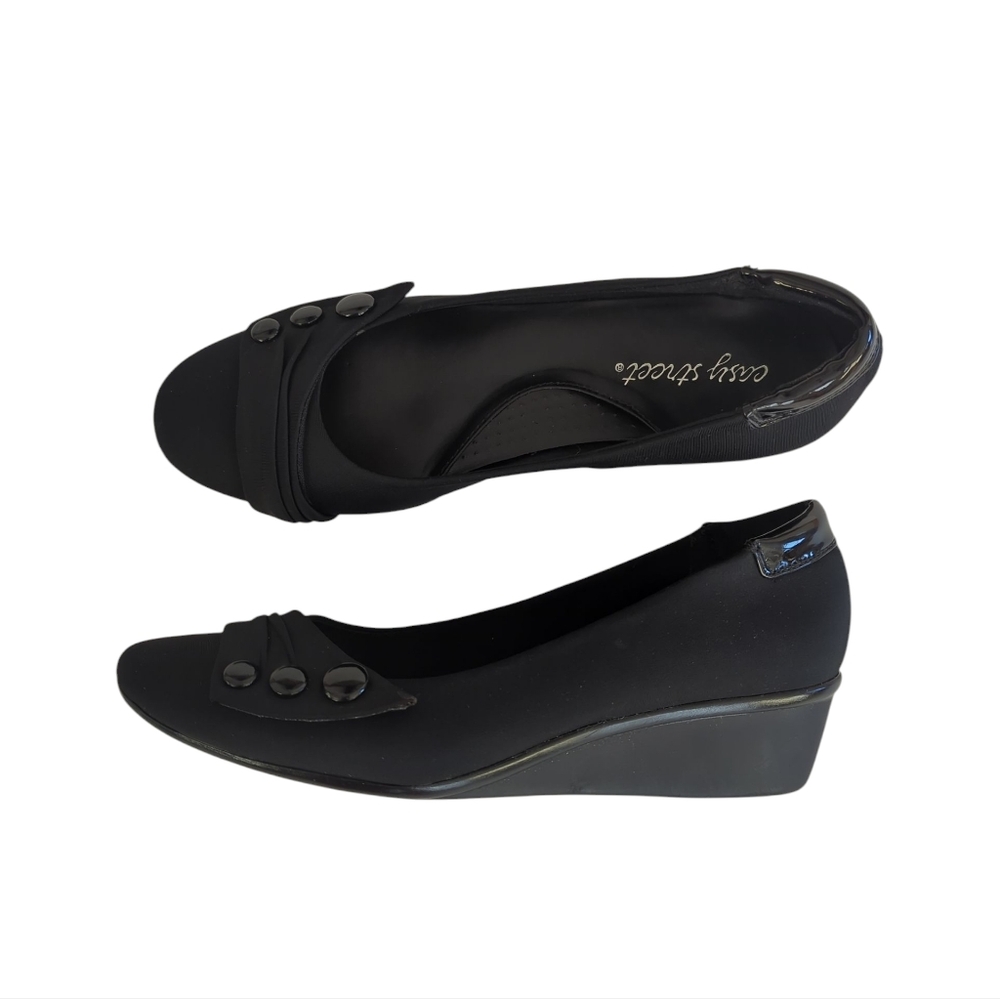 Easy Street Marion Slip On Platform Wedge Loafer 8M Black Micro